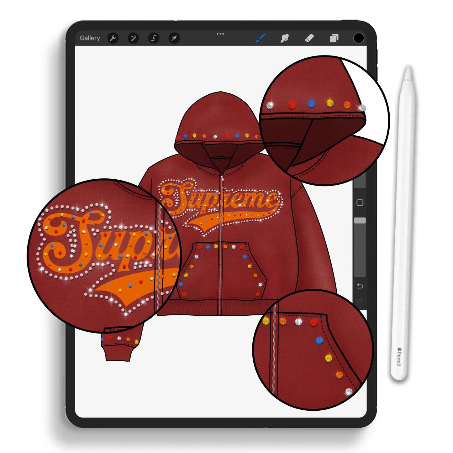 Rhinestone Brush Pack Details – Close-up look at realistic rhinestone textures and patterns for adding authentic bling to your projects