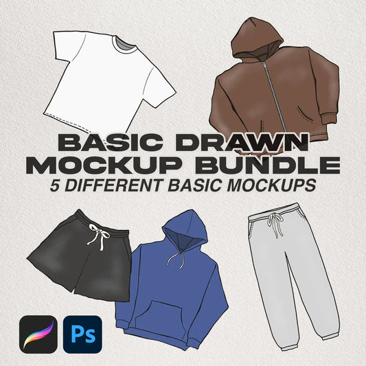 Basic Drawn Mockup Bundle Cover - Versatile hand-drawn mockup bundle for showcasing designs.