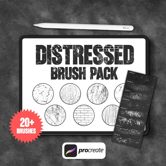 Distressed Brush Pack Cover – Gritty, high-quality texture brushes for digital and clothing brand designs