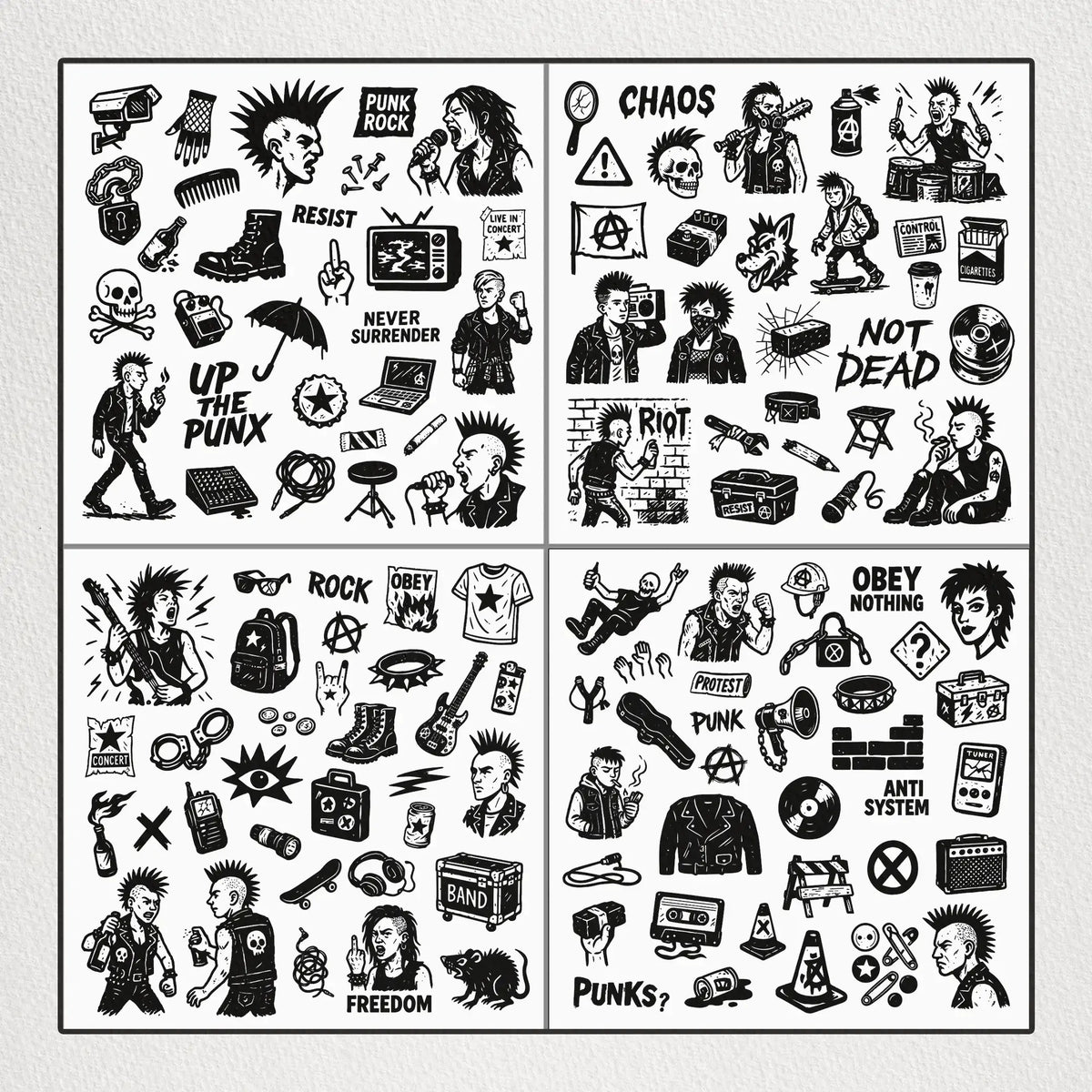 Vector Zombie Punk Punk Vector Pack — 122 Punk PNG Vectors | Ado Archive – adoarchive