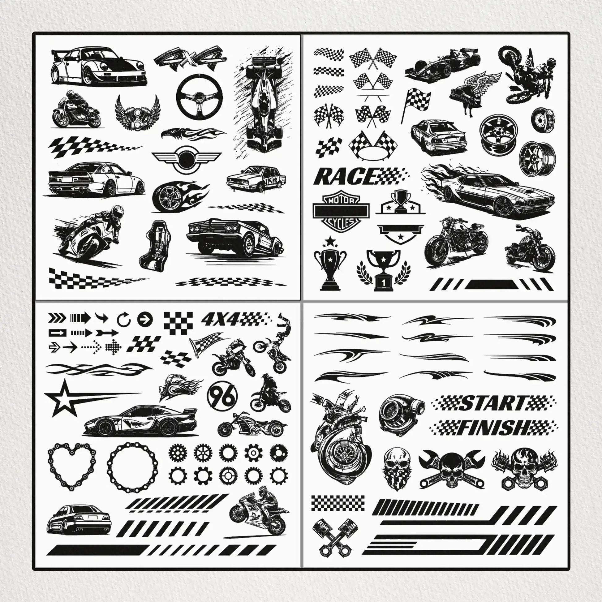 Racing Vector Pack Example - Close-up of racing-inspired vector designs, showcasing bold lines and speed-themed illustrations.