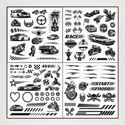 Racing Vector Pack Example - Close-up of racing-inspired vector designs, showcasing bold lines and speed-themed illustrations.