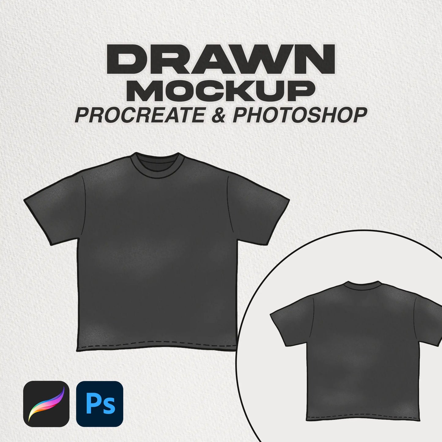 T-Shirt Drawn Procreate Mockup Cover - Hand-drawn mockup for showcasing t-shirt designs in Procreate.