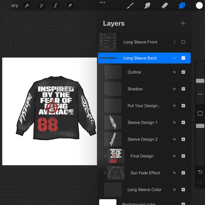 Long Sleeve Drawn Procreate Mockup