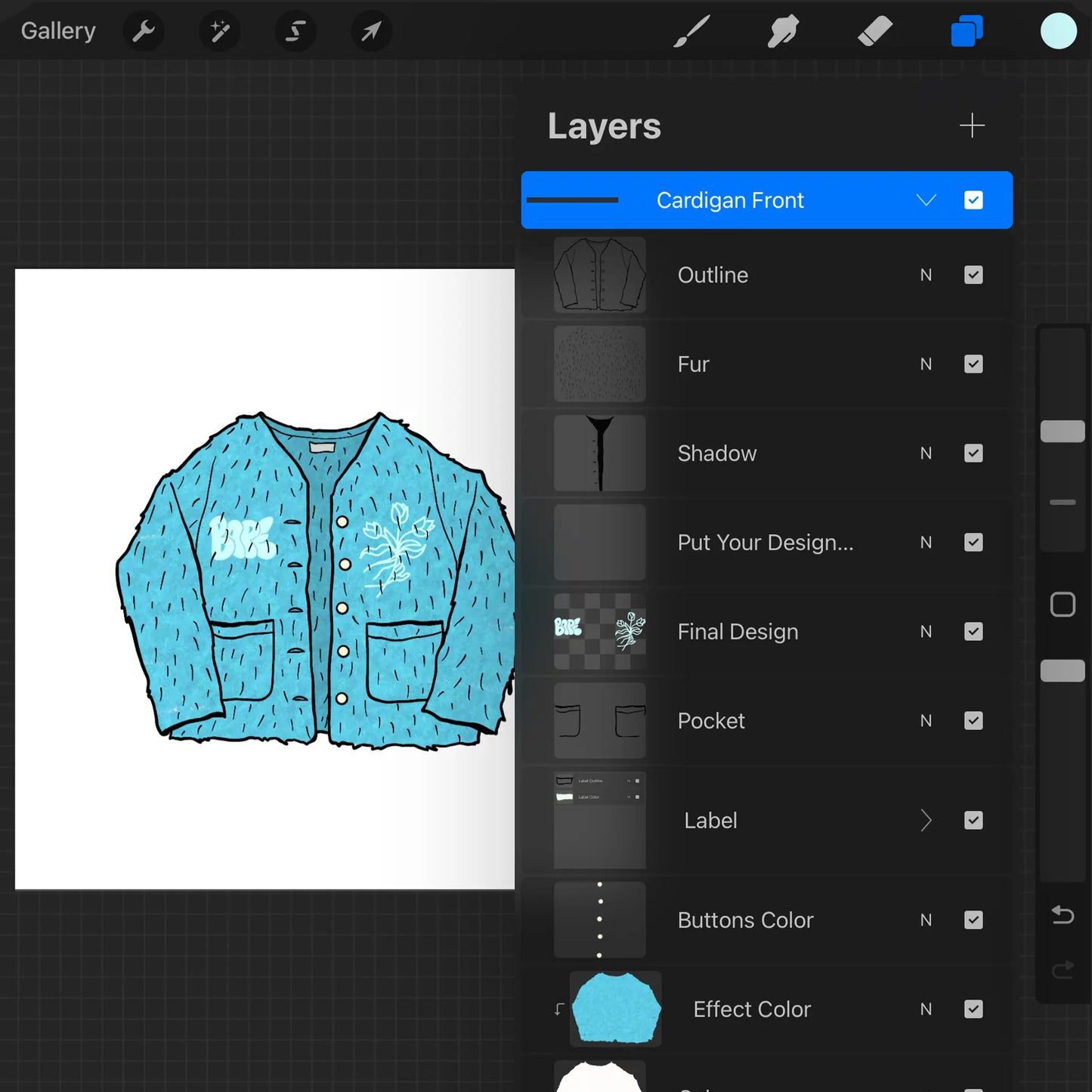 Cardigan Drawn Procreate Mockup