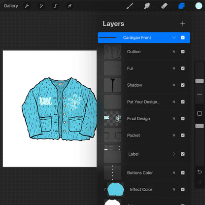 Cardigan Drawn Procreate Mockup