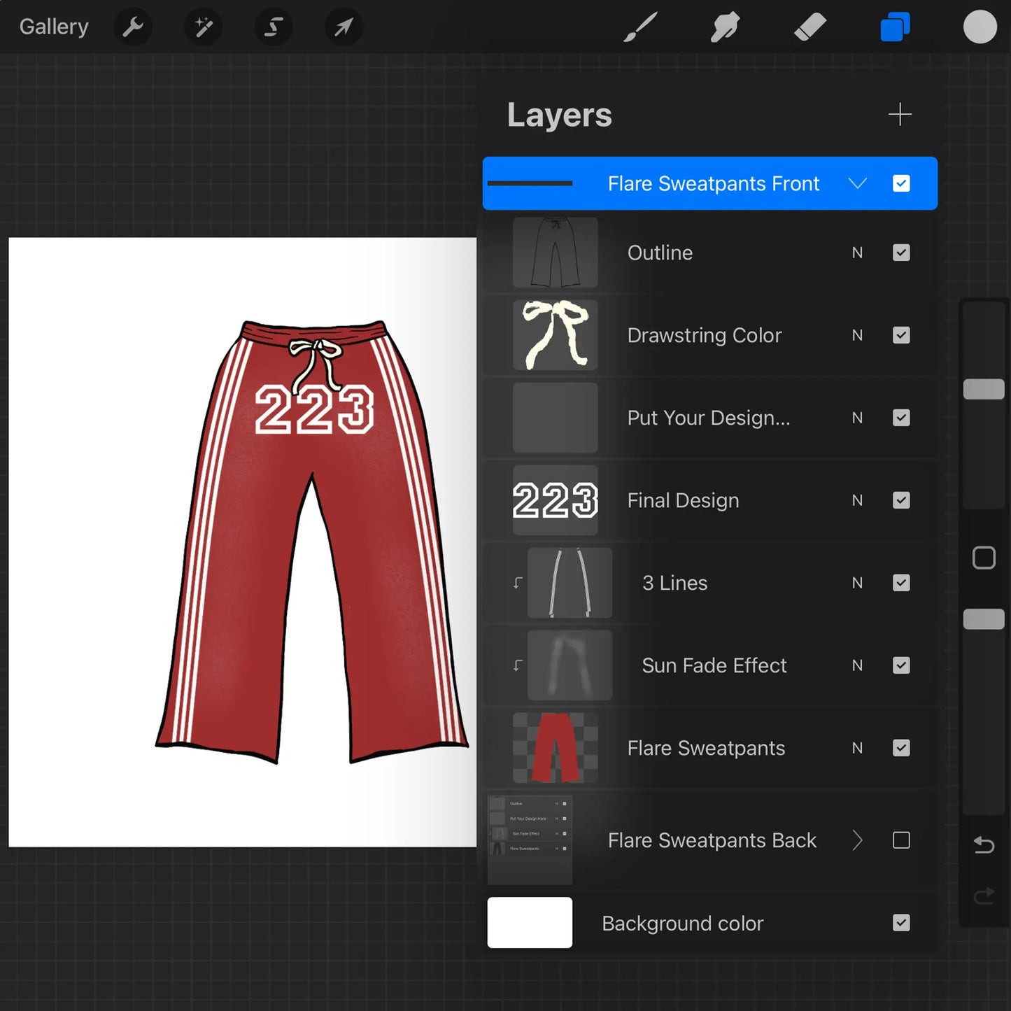 Flare Sweatpants Drawn Procreate Mockup