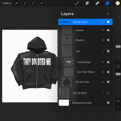 Zip Up Hoodie Drawn Procreate Mockup