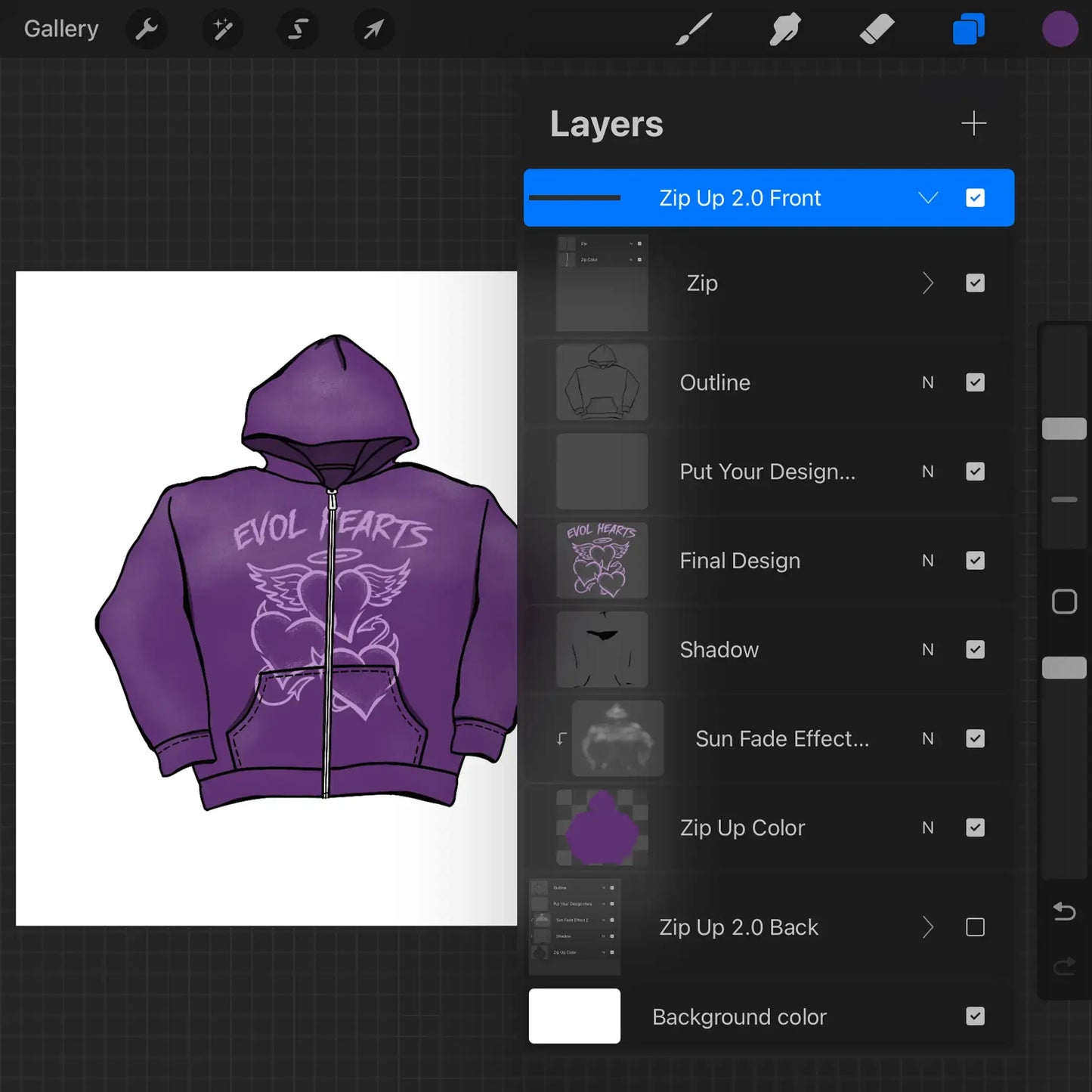 Zip Up Hoodie 2.0 Drawn Procreate Mockup